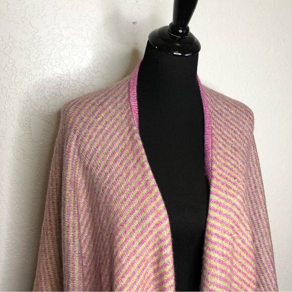 Cabi Harper pink tan striped open front cape sweater size One Size #4272 - Picture 4 of 16